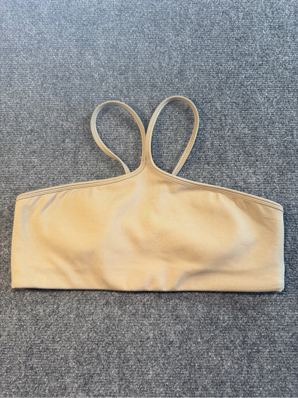 CSB Crop Shop Boutique Tan Strappy Padded Sports Bra Size L Yoga Workout Gym